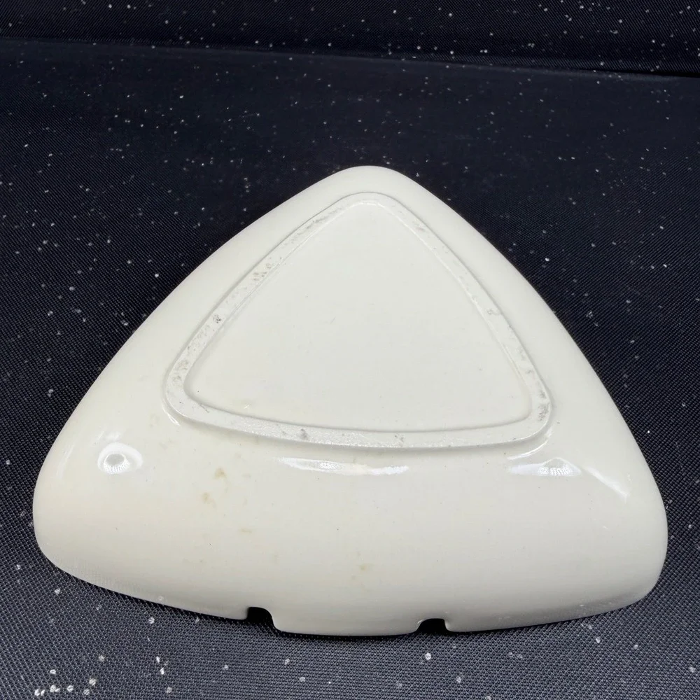 Vintage Christmas Tree Ceramic Triangular Ash tray Red Trim Holiday Decor 7in